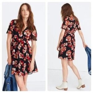 Madewell Tulip-Sleeve Mini Dress in French Rose in Perri Clover - Size‎ 10